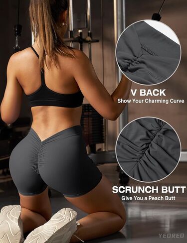 YEOREO Workout Shorts Womens Scrunch Butt Gym Shorts for Women V Back Booty Butt Lifting Biker Compression Daze Shorts in Saudi Arabia