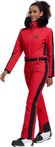 GS SNOWING Women's Ski Suit One Piece Snowsuits Insulated Waterproof Windproof Slim Winter Outdoor Onesies Ski Outfits Jumpsuits Pink S in Kuwait