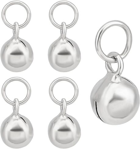 Benecreat 5pcs 925 sterling Silver Jingle Bells ، سحر ميني ميني ميني مقعد بحجم 5 مم من الذهب مع خاتم القفز ، أجراس الحرف اليدوية للمنزل. in Kuwait