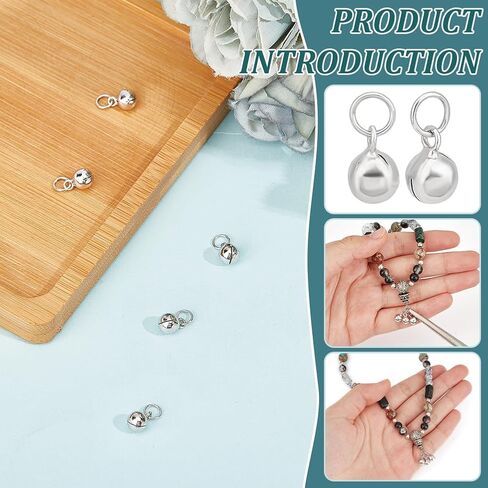 Benecreat 5pcs 925 sterling Silver Jingle Bells ، سحر ميني ميني ميني مقعد بحجم 5 مم من الذهب مع خاتم القفز ، أجراس الحرف اليدوية للمنزل. in Kuwait