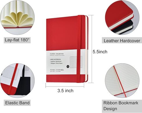 Coopay 4 Pack Package Notebook Journals Bulk ، 3.5 "× 5.5" ، 160 صفحة مبطن ، A6 Mini Notepad Hardcover Leather Journal مع ورقة سميكة 100GSM ، دفاتر صغيرة لكتابة أعمال الرجال (أسود) in Kuwait