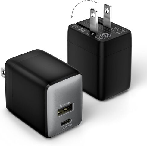 USB C Charger Block, 30W USB C Charger Fast Charging, Dual-Port Compact USB Charger Block with Foldable Plug, Compatible with 16/16 Pro/15/15 Plus/15 Pro/15 Pro Max/14/13/12/11 in Saudi Arabia