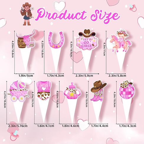 Cowboy Rodeo Party Cupcake Toppers and Liners - 24PC Western Birthday Decorations Kit for Kids, Bachelorette, Baby Shower Supplies in Saudi Arabia