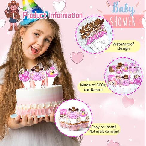 Cowboy Rodeo Party Cupcake Toppers and Liners - 24PC Western Birthday Decorations Kit for Kids, Bachelorette, Baby Shower Supplies in Saudi Arabia
