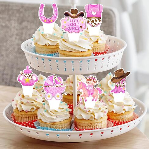 Cowboy Rodeo Party Cupcake Toppers and Liners - 24PC Western Birthday Decorations Kit for Kids, Bachelorette, Baby Shower Supplies in Saudi Arabia