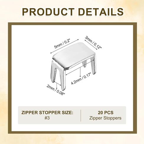 uxcell 20pcs stoppers stoppers stopper ، #3 النحاس العلوي والسفلي السوستة المنزلق المحفوظات للأكياس معاطف سترات إصلاح البديل ، الفضة in Kuwait