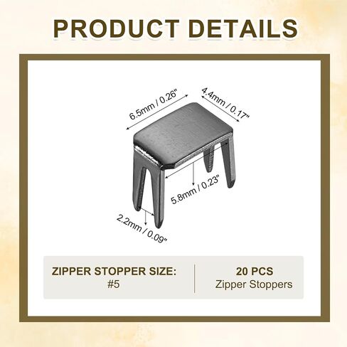 uxcell 20Pcs Zipper Stoppers, #3 Copper Top & Bottom Zipper Slider Retainers for Bags Coats Jackets Zippers Repairing Replacement, Silver in Saudi Arabia