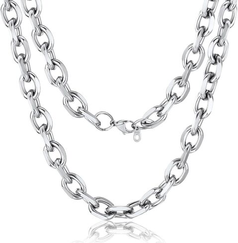 316L Stainless Steel Chain for Men/Women, Cable Link Necklace, 3/5/7/9/12MM Width, 18-30" (Send Gift Box) in Kuwait