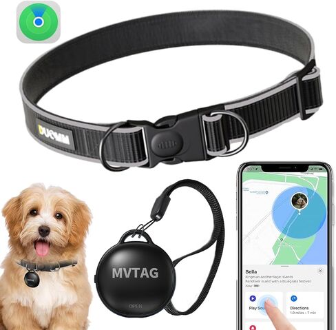 Dog Tracker GPS Collar No Monthly Fee, Real-Time Mini Pet Tracker for Small Medium Large Dogs, Reflective Waterproof Dog Tracking Collar with Bell, Indoor & Outdoor (Only for iOS) in Saudi Arabia