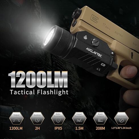 1200 Lumen Pistol Light Laser Combo Blue Beam Tactical Flashlight, Pistol Flashlight Adjustable Slide Locating Keys for Picatinny in Kuwait