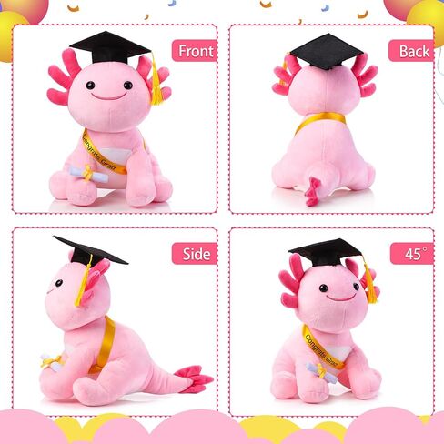 HyDren 10 Inch Graduation Axolotl Plush Stuffed Animal Axolotl Stuffed Animals with Graduation Hat Diploma and Sash, Plush Gift for Preschool, Kindergarten, Friend, Relatives (Neo Fushia) in Saudi Arabia