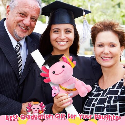 HyDren 10 Inch Graduation Axolotl Plush Stuffed Animal Axolotl Stuffed Animals with Graduation Hat Diploma and Sash, Plush Gift for Preschool, Kindergarten, Friend, Relatives (Neo Fushia) in Saudi Arabia