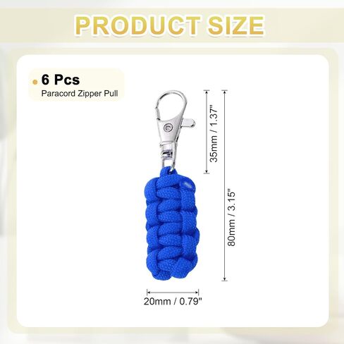 YELARXI Paracord Zipper Pull Polyester Zipper Pulls Replacement Woven Rope with Metal Clasp, 80 mm Length Fit for Backpacks Clothing Luggage Accessories - Cylinder (6 Pack, Dark Blue) in Saudi Arabia