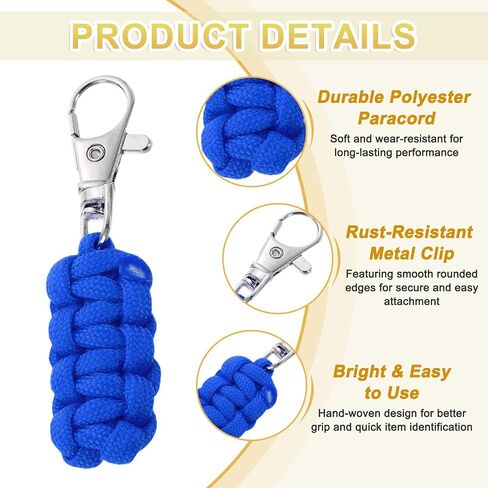 YELARXI Paracord Zipper Pull Polyester Zipper Pulls Replacement Woven Rope with Metal Clasp, 80 mm Length Fit for Backpacks Clothing Luggage Accessories - Cylinder (6 Pack, Dark Blue) in Saudi Arabia