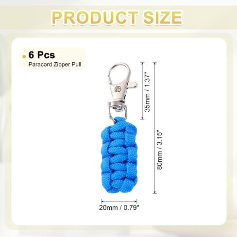 YELARXI Paracord Zipper Pull Polyester Zipper Pulls Replacement Woven Rope with Metal Clasp, 80 mm Length Fit for Backpacks Clothing Luggage Accessories - Cylinder (6 Pack, Dark Blue) in Saudi Arabia