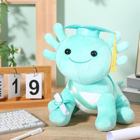 Hydren 10 بوصة التخرج Axolotl Plush محشو الحيوانات المحشو الحيوانات مع دبلوم قبعة التخرج و SASH ، هدية أفخم لمرحلة ما قبل المدرسة ، روضة الأطفال ، صديق ، الأقارب (نيو فوشيا) in Saudi Arabia