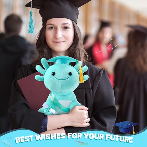 Hydren 10 بوصة التخرج Axolotl Plush محشو الحيوانات المحشو الحيوانات مع دبلوم قبعة التخرج و SASH ، هدية أفخم لمرحلة ما قبل المدرسة ، روضة الأطفال ، صديق ، الأقارب (نيو فوشيا) in Saudi Arabia