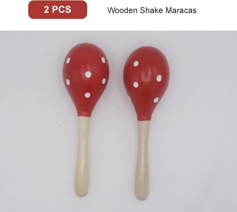 Wooden Maracas Set, Latin Salsa Rumba Shakers, Hand Percussion Rattles for Rhythm and Music Making, Ideal for Bands, Ensembles, Classrooms and Parties, Pack of 2 in Kuwait