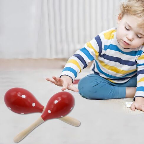 Wooden Maracas Set, Latin Salsa Rumba Shakers, Hand Percussion Rattles for Rhythm and Music Making, Ideal for Bands, Ensembles, Classrooms and Parties, Pack of 2 in Kuwait