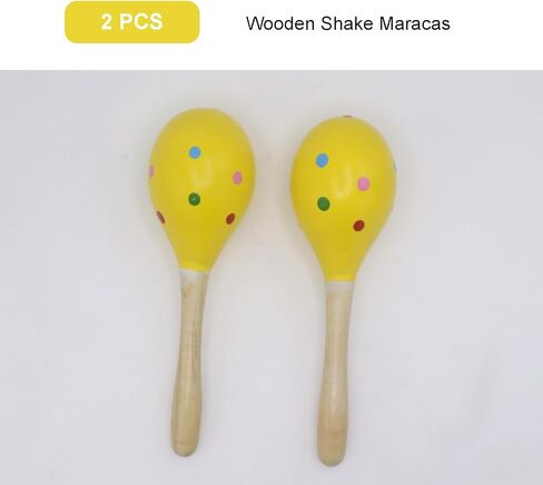 Wooden Maracas Set, Latin Salsa Rumba Shakers, Hand Percussion Rattles for Rhythm and Music Making, Ideal for Bands, Ensembles, Classrooms and Parties, Pack of 2 in Kuwait