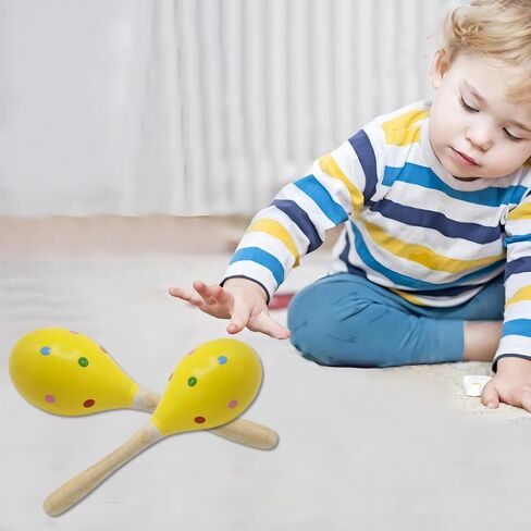Wooden Maracas Set, Latin Salsa Rumba Shakers, Hand Percussion Rattles for Rhythm and Music Making, Ideal for Bands, Ensembles, Classrooms and Parties, Pack of 2 in Kuwait