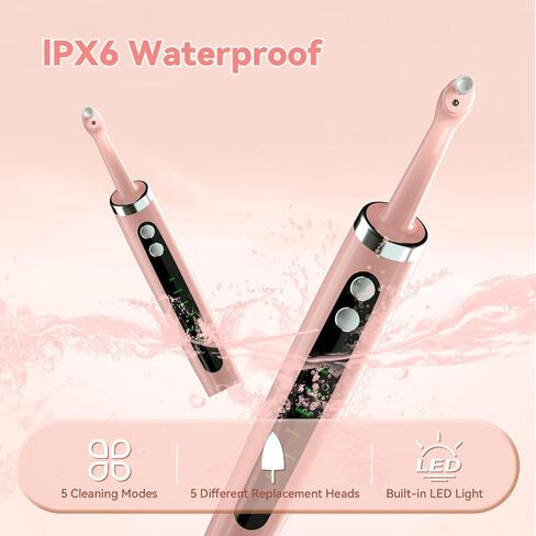 ملمع أسنان احترافي مع 5 رؤوس بديلة ووضع نظيف، شحن USB، مقاوم للماء IPX6، مجموعة تلميع الأسنان للبالغين والأطفال باللون الأبيض. in Saudi Arabia