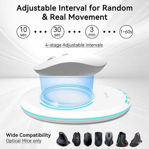 Ultra Slim Mouse Mover, Mouse Jiggler with Adjustable Interval Timer, Undetectable & Breathing Light, Simulates Realistic Mouse Movement for Keeping Computer Laptop Active in Saudi Arabia