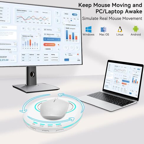Ultra Slim Mouse Mover, Mouse Jiggler with Adjustable Interval Timer, Undetectable & Breathing Light, Simulates Realistic Mouse Movement for Keeping Computer Laptop Active in Saudi Arabia