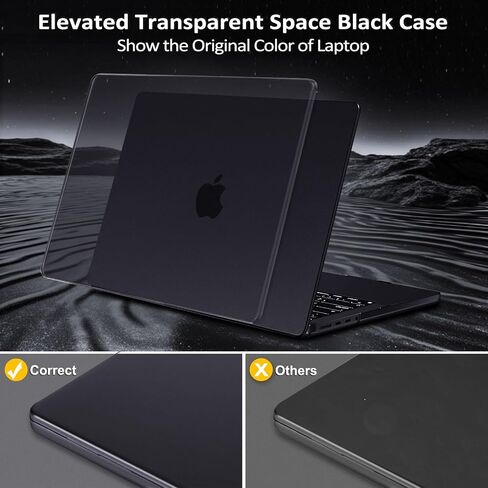 MOSISO Compatible with MacBook Pro 14 inch Case 2025-2021 M4 M3 M2 M1 A3112 A3185 A3401 A2918 A2992 A2779 A2442, Ultra-Thin Natural Original Color Hard Shell&Keyboard Cover&Type C, Space Black Clear in Kuwait