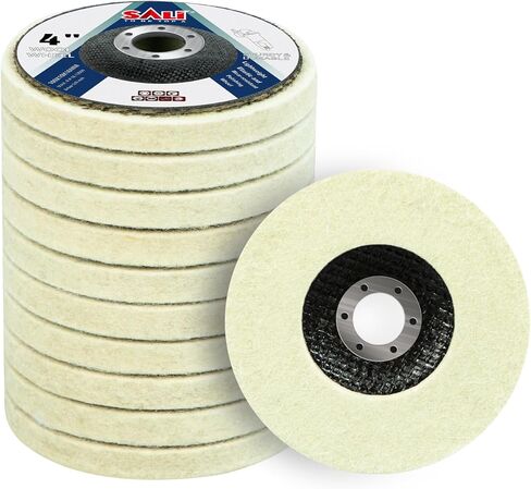 SALI 10 Pcs 4 Inch Wool Felt Polishing Wheel Disc Wool Polishing Wheel Disc for 4" Angle Grinder Felt Grinder Polishing Wheel Arbor 5/8" for Metal, Marble Stone, Furniture, Car in Kuwait