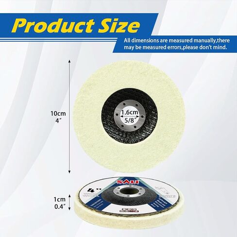 SALI 10 Pcs 4 Inch Wool Felt Polishing Wheel Disc Wool Polishing Wheel Disc for 4" Angle Grinder Felt Grinder Polishing Wheel Arbor 5/8" for Metal, Marble Stone, Furniture, Car in Kuwait