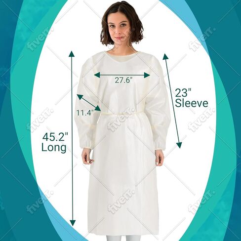 10 Pack Disposable Isolation Gowns - Blue Level 2 SMS 40gsm Non-Woven Material - PPE Gowns Disposable for Dental, Medical Use, Fluid-Resistant and Latex-Free Gowns, Universal Size in Saudi Arabia