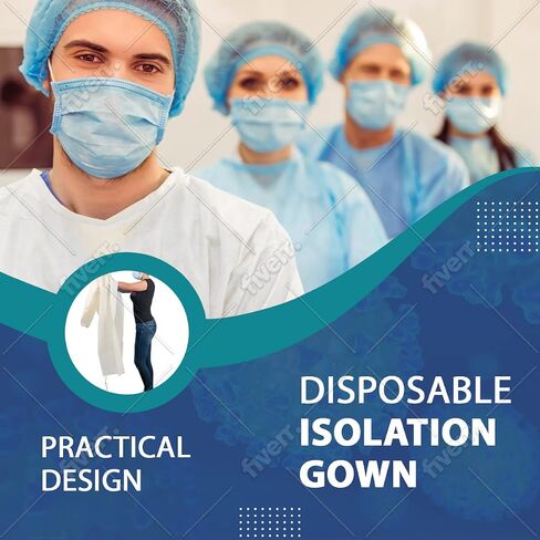 10 Pack Disposable Isolation Gowns - Blue Level 2 SMS 40gsm Non-Woven Material - PPE Gowns Disposable for Dental, Medical Use, Fluid-Resistant and Latex-Free Gowns, Universal Size in Saudi Arabia