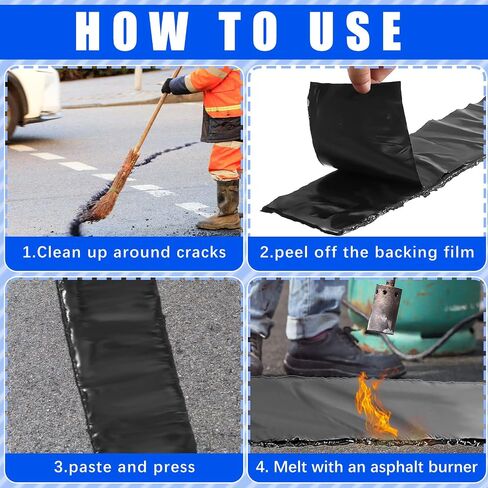 2 Rolls Asphalt Crack Tape Asphalt Crack Filler Asphalt Joint Repair Tape Driveway Crack Sealer for Parking Roof Asphalt Cement Road, 50 Feet Each Roll (2 Inch) in Saudi Arabia