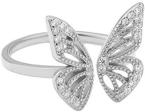 NewZenro Luxury CZ Butterfly Open Ring for Women Teenage Girls Elegant 925 Sterling Silver Cubic Zirconia Engagement Statement Adjustable Knuckles Finger Rings for Her Girlfriend Wedding Birthday in Saudi Arabia