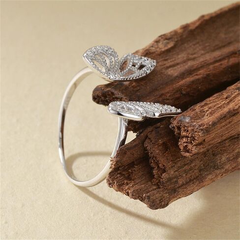NewZenro Luxury CZ Butterfly Open Ring for Women Teenage Girls Elegant 925 Sterling Silver Cubic Zirconia Engagement Statement Adjustable Knuckles Finger Rings for Her Girlfriend Wedding Birthday in Saudi Arabia
