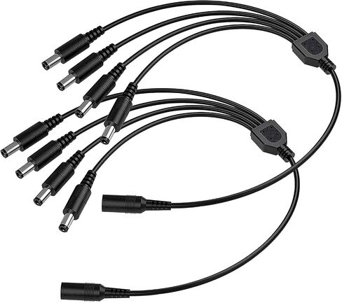 4 Pack Black 1 Female to 4 Male 5.5mm*2.1mm DC Power Splitter Cable, 1 to 4 Way DC Power Output Y Adapter Cable Cord for CCTV Cameras Router LED Light Strip and More (4 Pack, 1 to 4 Way) in Kuwait