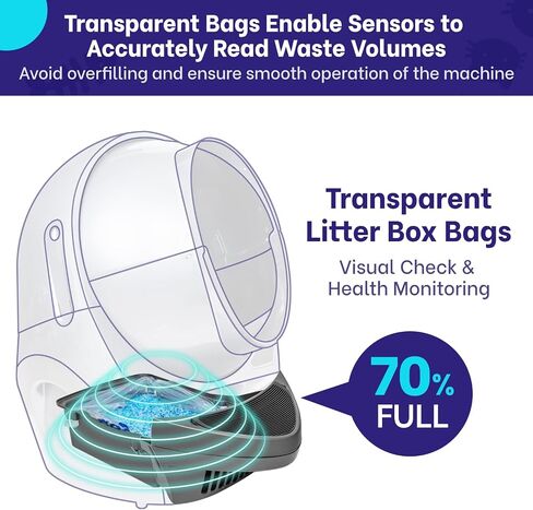 16 Count Litter Box Liners, Litter Robot 4 & 3 Waste Bags, Cat Litter Bags for Self Cleaning Litter Box, Transparent Litter Box Bags, 9-11 Gallon Capacity, Pre-Separated (26.7" x 23.6") in Saudi Arabia