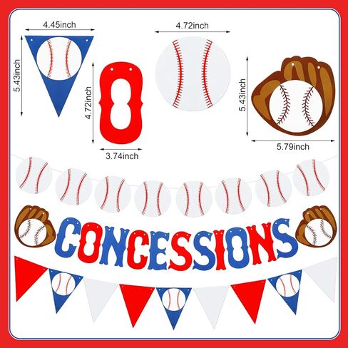 153 Pcs Baseball Party Supplies Concession Banners Baseball Party Decoration 50 Set Baseball Food Boats Popcorn Bags Plastic Nacho Trays for Sport Circus Carnivals Birthday Party Movie Night in Kuwait