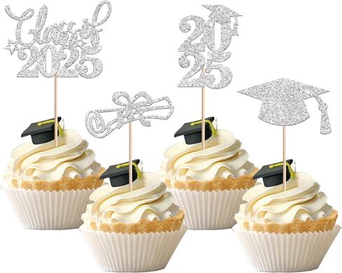 RSSTARXI 40 Pack Grad Cupcake Toppers Class of 2025 Cupcake Toppers جدًا فخور بك تهانينا خريج Cupcake اختيارات لزخارف التخرج من 2025 Party Cake Decorations Pink in Saudi Arabia