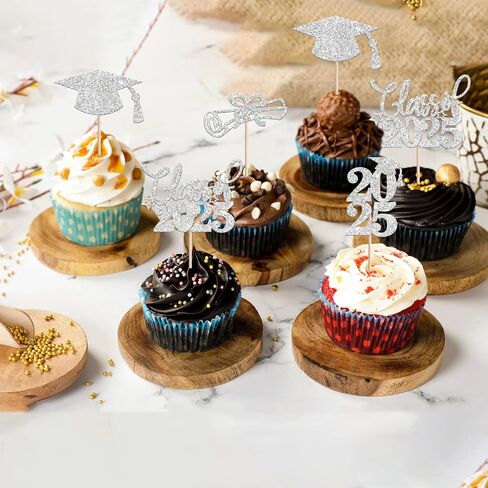 RSSTARXI 40 Pack Grad Cupcake Toppers Class of 2025 Cupcake Toppers جدًا فخور بك تهانينا خريج Cupcake اختيارات لزخارف التخرج من 2025 Party Cake Decorations Pink in Saudi Arabia