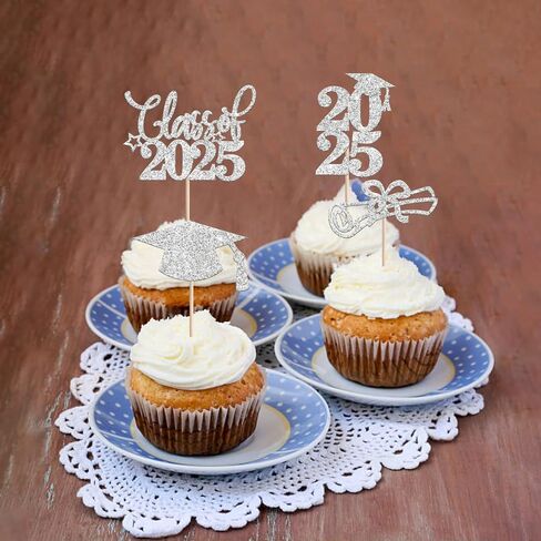 RSSTARXI 40 Pack Grad Cupcake Toppers Class of 2025 Cupcake Toppers جدًا فخور بك تهانينا خريج Cupcake اختيارات لزخارف التخرج من 2025 Party Cake Decorations Pink in Saudi Arabia