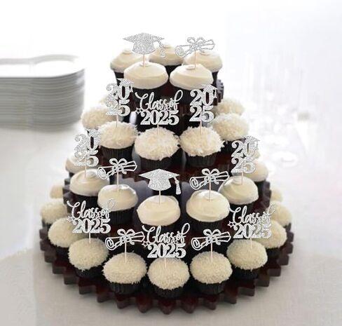 RSSTARXI 40 Pack Grad Cupcake Toppers Class of 2025 Cupcake Toppers جدًا فخور بك تهانينا خريج Cupcake اختيارات لزخارف التخرج من 2025 Party Cake Decorations Pink in Saudi Arabia