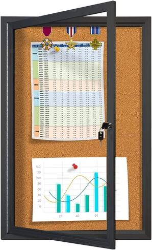 Enclosed Bulletin Board, Lockable Enclosed Cork Bulletin Boards with Locking, Waterproof Cork Noticeboard Wall Display Case in Saudi Arabia