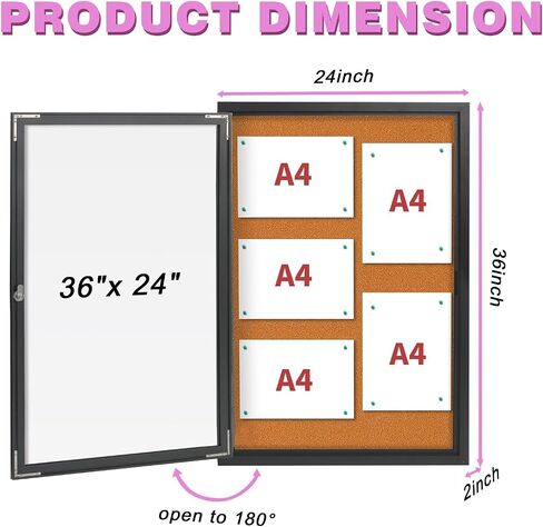 Enclosed Bulletin Board, Lockable Enclosed Cork Bulletin Boards with Locking, Waterproof Cork Noticeboard Wall Display Case in Saudi Arabia