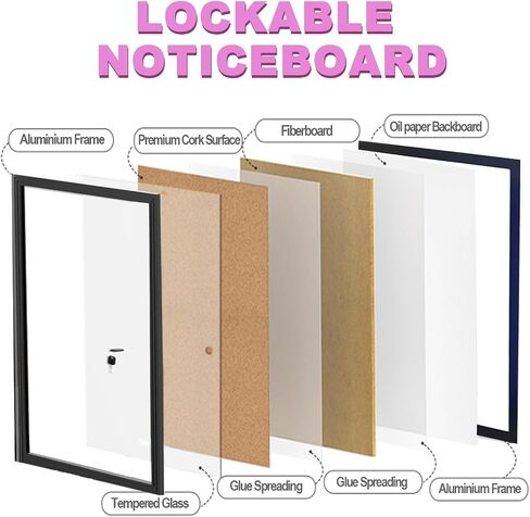 Enclosed Bulletin Board, Lockable Enclosed Cork Bulletin Boards with Locking, Waterproof Cork Noticeboard Wall Display Case in Saudi Arabia