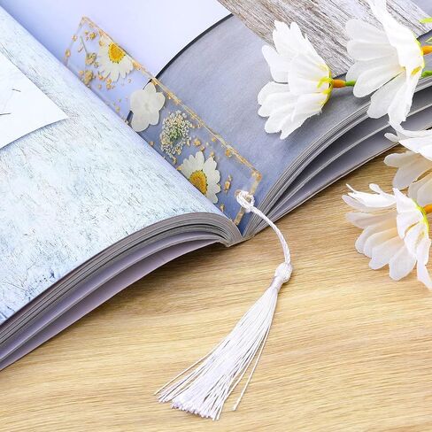 YASUOA Pressed Flower Bookmarks, Dried Flower Resin Bookmarks with Tassel Daisy Book Markers for Readers Teachers Students (Yellow Sunflower) in Saudi Arabia