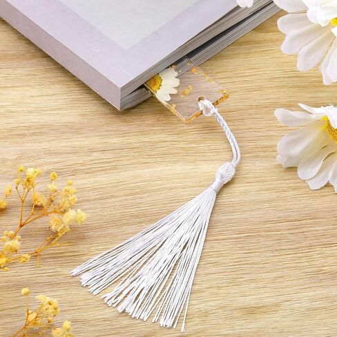 YASUOA Pressed Flower Bookmarks, Dried Flower Resin Bookmarks with Tassel Daisy Book Markers for Readers Teachers Students (Yellow Sunflower) in Saudi Arabia