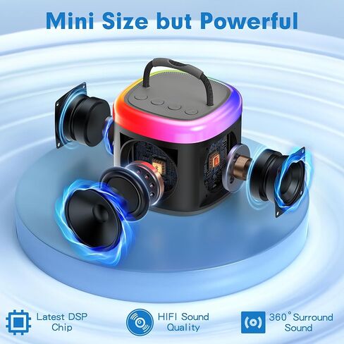 JYX Mini Karaoke Machine for Kids, Portable Bluetooth Karaoke Speaker Unpowered Cabinets with 2 Wireless Microphones and Party Lights for Adults, Birthday Gifts for Girls Boys Family Home Party(Beige) in Kuwait