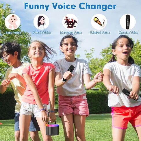 JYX Mini Karaoke Machine for Kids, Portable Bluetooth Karaoke Speaker Unpowered Cabinets with 2 Wireless Microphones and Party Lights for Adults, Birthday Gifts for Girls Boys Family Home Party(Beige) in Kuwait